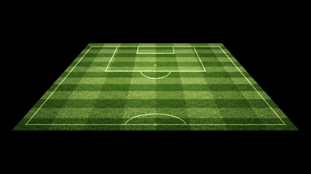4K Football Field Line Animation on Grass with Alpha Channel