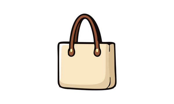 line art color of tote bag cartoon illustration