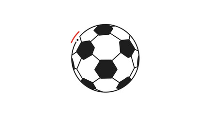 Fototapeta premium Classic soccer ball shown with a red speed line signifying fast movement and a powerful kick during a competitive athletic match.
