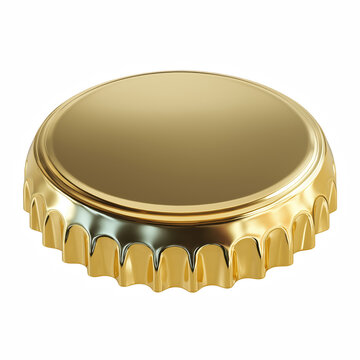 Golden bottle cap isolated on transparent background
