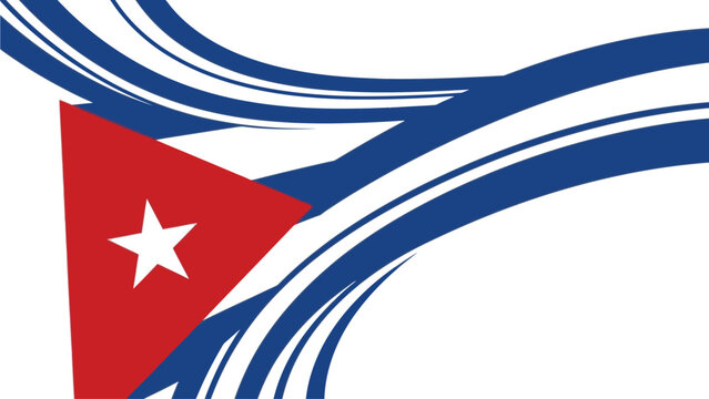 Graphic representation of the Cuban flag with wavy blue and white stripes on a white background.