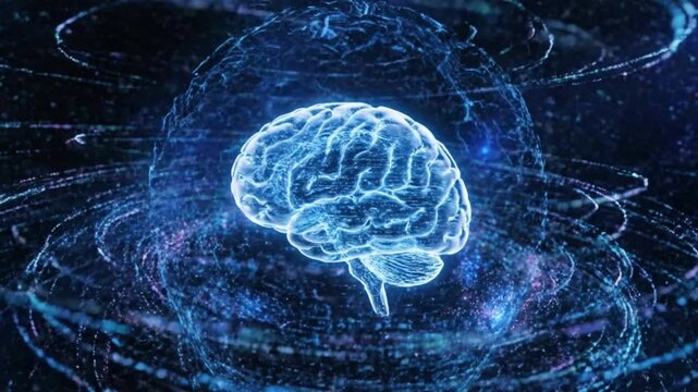 Digital Brain with Glowing Neural Network and Data Connections Representing Artificial Intelligence and Cognitive Computing.