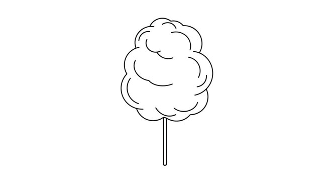 Fluffy white cotton candy shown on a simple stick representing a classic sweet treat found at fairs and festivals.
