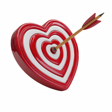 Heart target with arrow isolated on transparent background