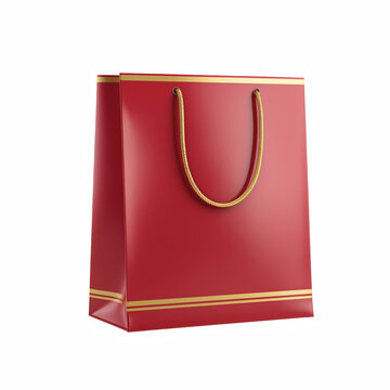Red shopping bag isolated on transparent background
