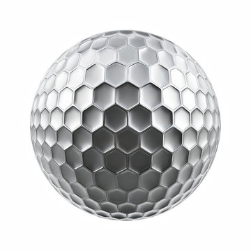 Silver golf ball isolated on transparent background