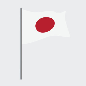 The national flag of Japan a white banner with a red disc