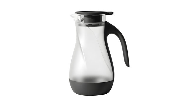 Glass carafe with black handle and lid for cold brew coffee or tea