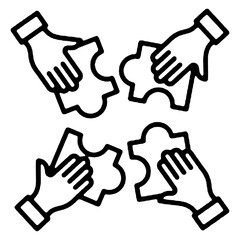 Obraz premium Teamwork Puzzle Hands Collaboration Icon Symbol