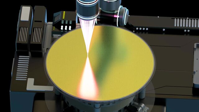 3d rendering close up EUV lithography systems for semiconductor manufacturing 4k footage