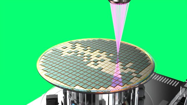 3d rendering EUV lithography systems for semiconductor manufacturing isolated on green screen 4k footage