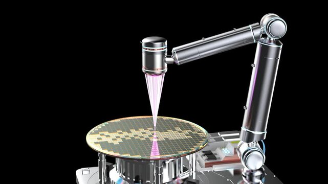 3d rendering EUV lithography systems for semiconductor manufacturing isolated on black background 4k footage