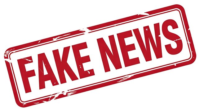 Fake news stamp in red color isolated on white background misinformation concept