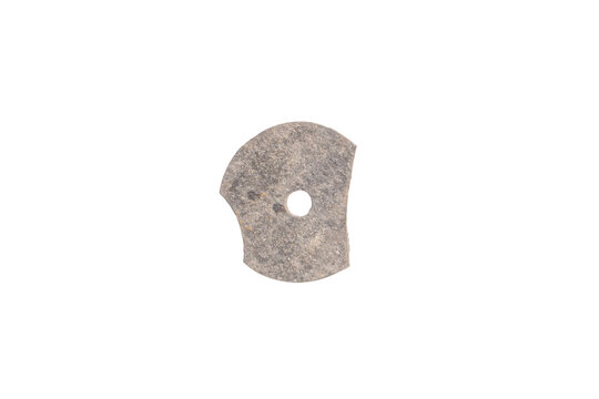 Broken stone wheel fragment on png background for historical concepts.