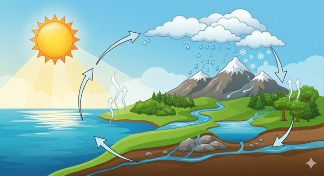Detailed Diagram of the Natural Water Cycle (Hydrologic Cycle)