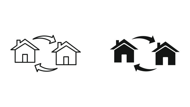 icon of house swapping or real estate exchange