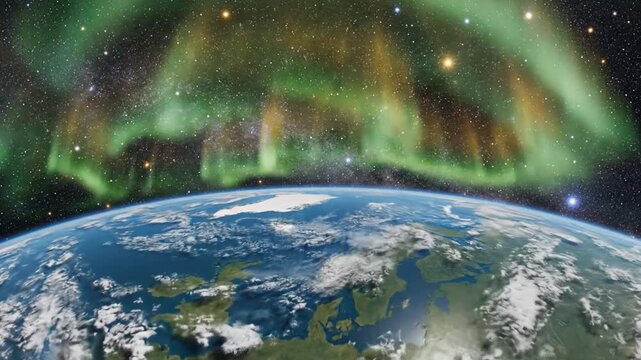 Earth aurora night sky.