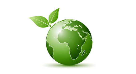 Obraz premium Vector illustration of a green globe with leaves on top symbolizing eco friendly earth