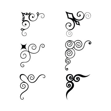 Decorative ornamental border set, geometric pattern divider lines vector