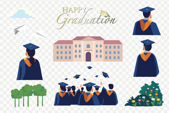 py Graduation Celebration Elements Set