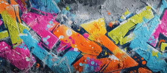 Fototapeta premium Dynamic urban graffiti art with bright splashes and energetic abstract patterns