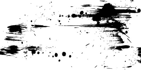 Fototapeta premium Black Grunge Brush Stroke and Ink Splatter Frame Vector Element Distressed Abstract Texture Overlay