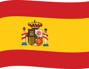 Fototapeta premium The national flag of spain with its iconic coat of arms
