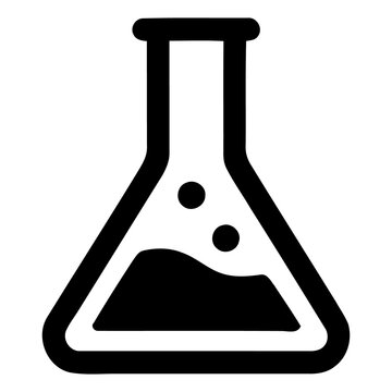 Classic laboratory volumetric flask with liquid and bubbles inside