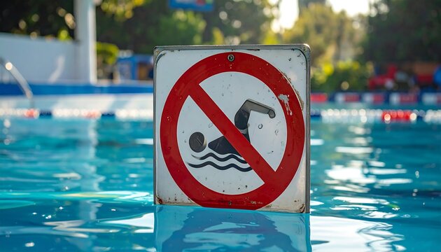 A no-diving sign in a swimming pool
