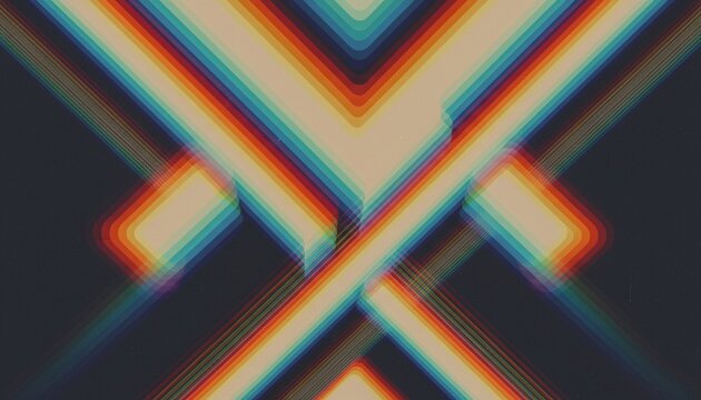 A vibrant abstract image featuring intersecting lines and shapes in a dark background