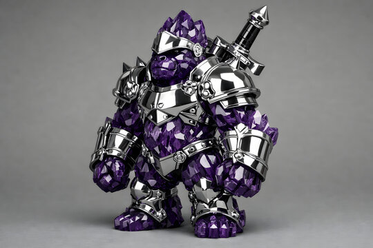 Yuru-Mecha: Gemstone - Siegfried Gorilla, Mechanical Hero Ape with Amethyst Armor, 3D Render