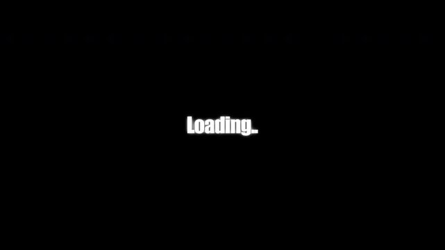 Retro loading screen animation with text effect on black background