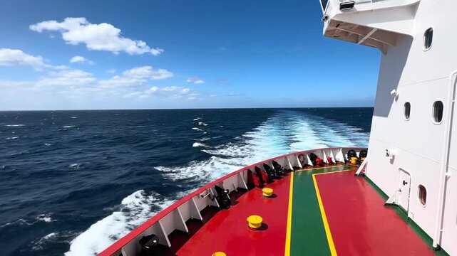 Ship wake at sea.