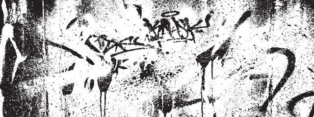 Abstract black and white grunge graffiti texture with dripping paint and splatter overlay background abstract distressed graffiti splatter weathered scratched artistic wallpaper backdrop © HexaFrame