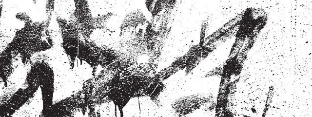 Black grunge texture overlay with distressed brush strokes and dripping ink splatter design element street art dirty wall distressed background abstract scratchy creative wallpaper concrete © HexaFrame