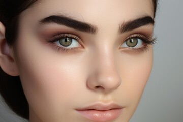 Fototapeta premium Young woman's face showing beauty, fresh skin and well defined eyes with light makeup
