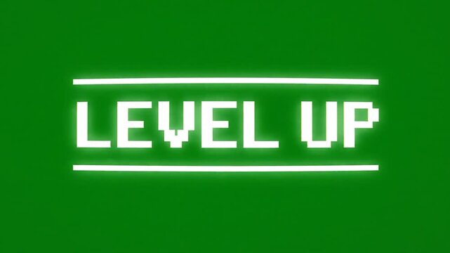 A glowing white digital text graphic displaying a message about progress on a solid green background