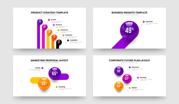 Service Insight 5 1 2 3 Element Diagram Frame Template Set. Educational Introduction Five One Two Three Option Graph Slideshow Design Vector Illustration Collection.