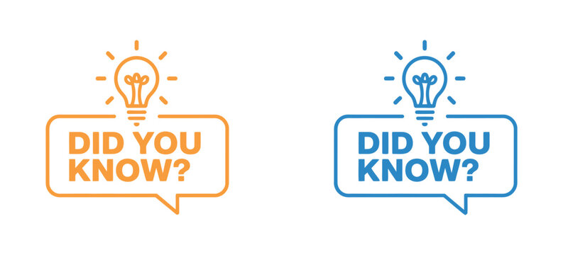 Speech bubble icon with &ldquo;Did you know&rdquo; question, representing fun facts, ideas, and informative content, professional vector illustration.