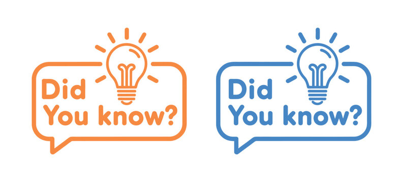Speech bubble icon with &ldquo;Did you know&rdquo; question, representing fun facts, ideas, and informative content, professional vector illustration.
