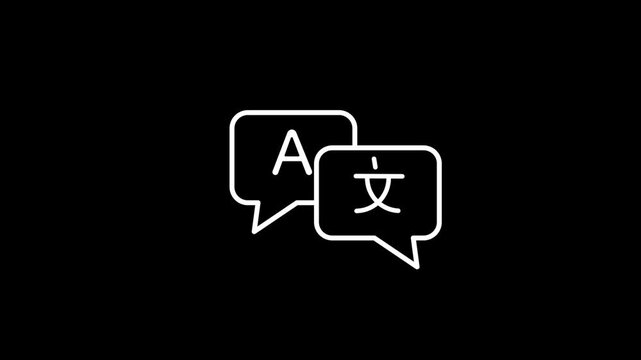 Language translation icon animation chat bubble multilingual communication symbol global interpreter ui ux vector modern minimal design concept