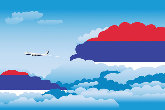 Republika Srpska Day Clouds Airplane Airport Flight Vector Illustration