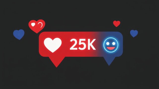 Social media live animation ultra high definition transparent background floating hearts reactions streaming engagement visual
