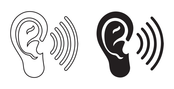 Adobe IllustraEar Listening Icon Set &ndash; Sound Wave Hearing Symbol Vector Illustrationtor Artwork