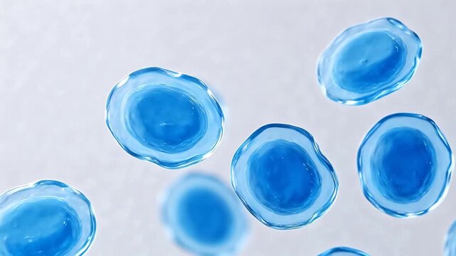 Blue cells under microscope