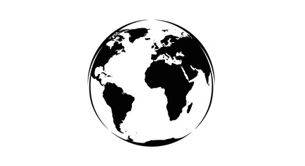 Obraz premium Black and white earth globe illustration.