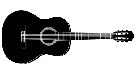 Obraz premium Black Acoustic Guitar Instrument Closeup.