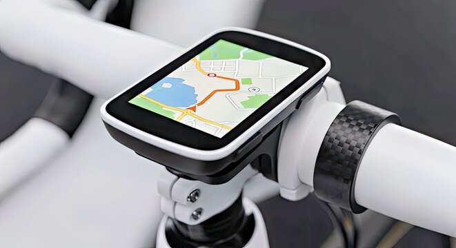 Cycling Navigation Device on Bike Handlebar &ndash; Route Planning for Outdoor Adventures and Marketing Campaigns