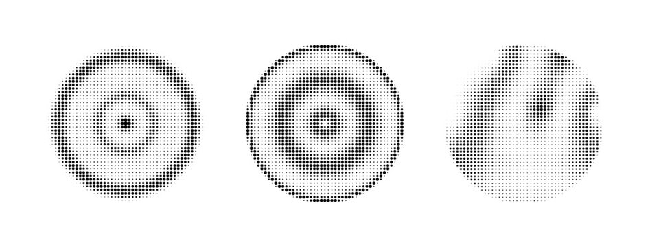 Set of abstract halftone dotted circles