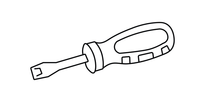 A line drawing of a flathead screwdriver with handle